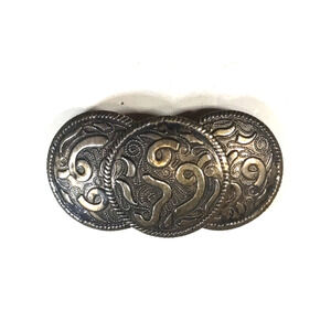 Women's Tension Clip Barrette Dark Copper Tone Light Metal Arabic Design